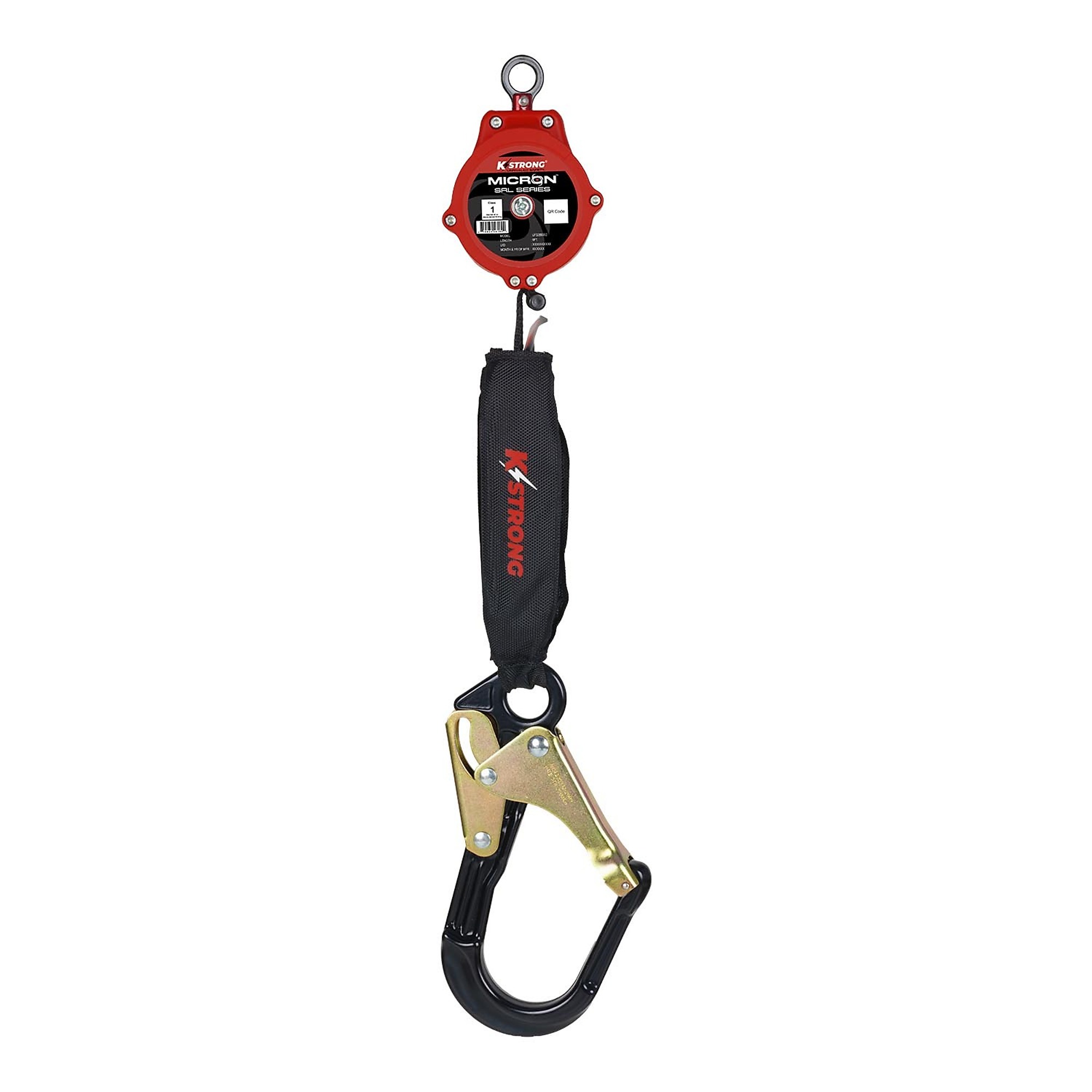 KStrong Micron 6ft. SRL — Large Aluminum Rebar Hook, Steel ANSI Gate, 13/16in. Dyneema Webbing, 310-Lb. ANSI Capacity, Model# UFS356002